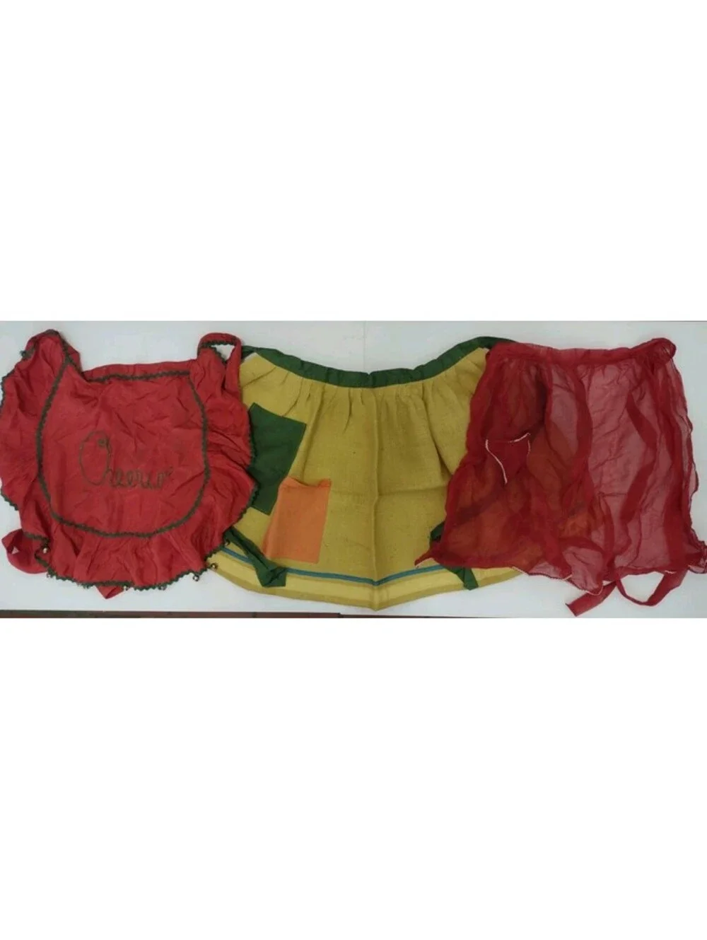 Vintage Handmade Seasonal Apron Lot Christmas Valentine Fall Burlap Hostess